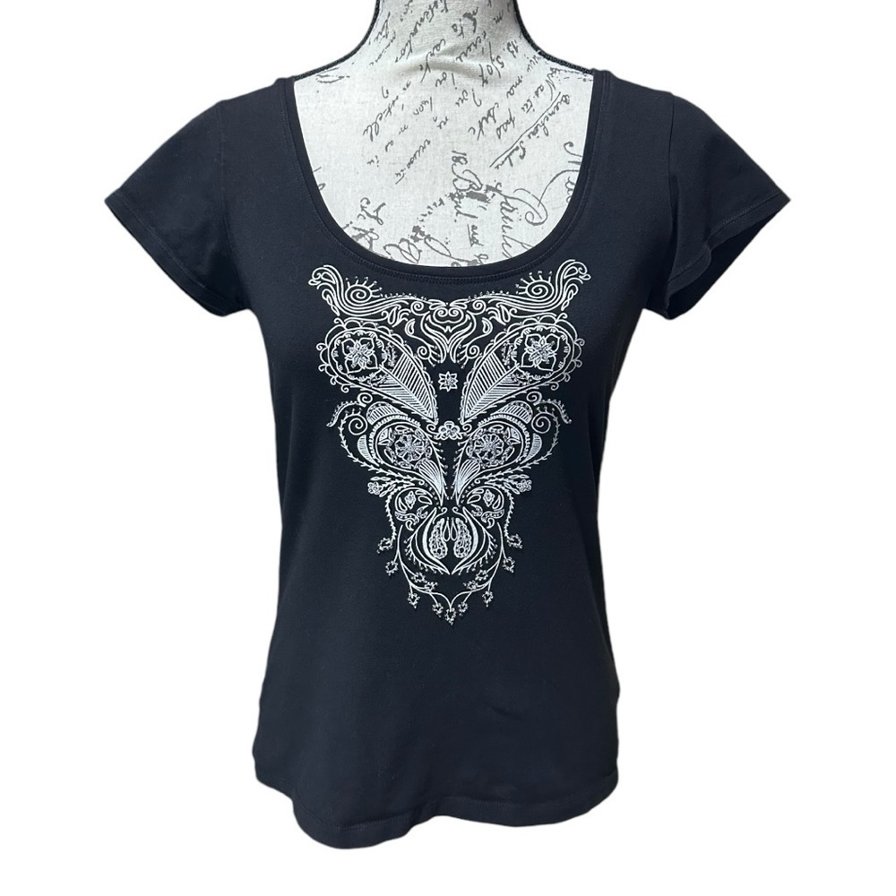 WHBM Black & Silver T-shirt Size Small